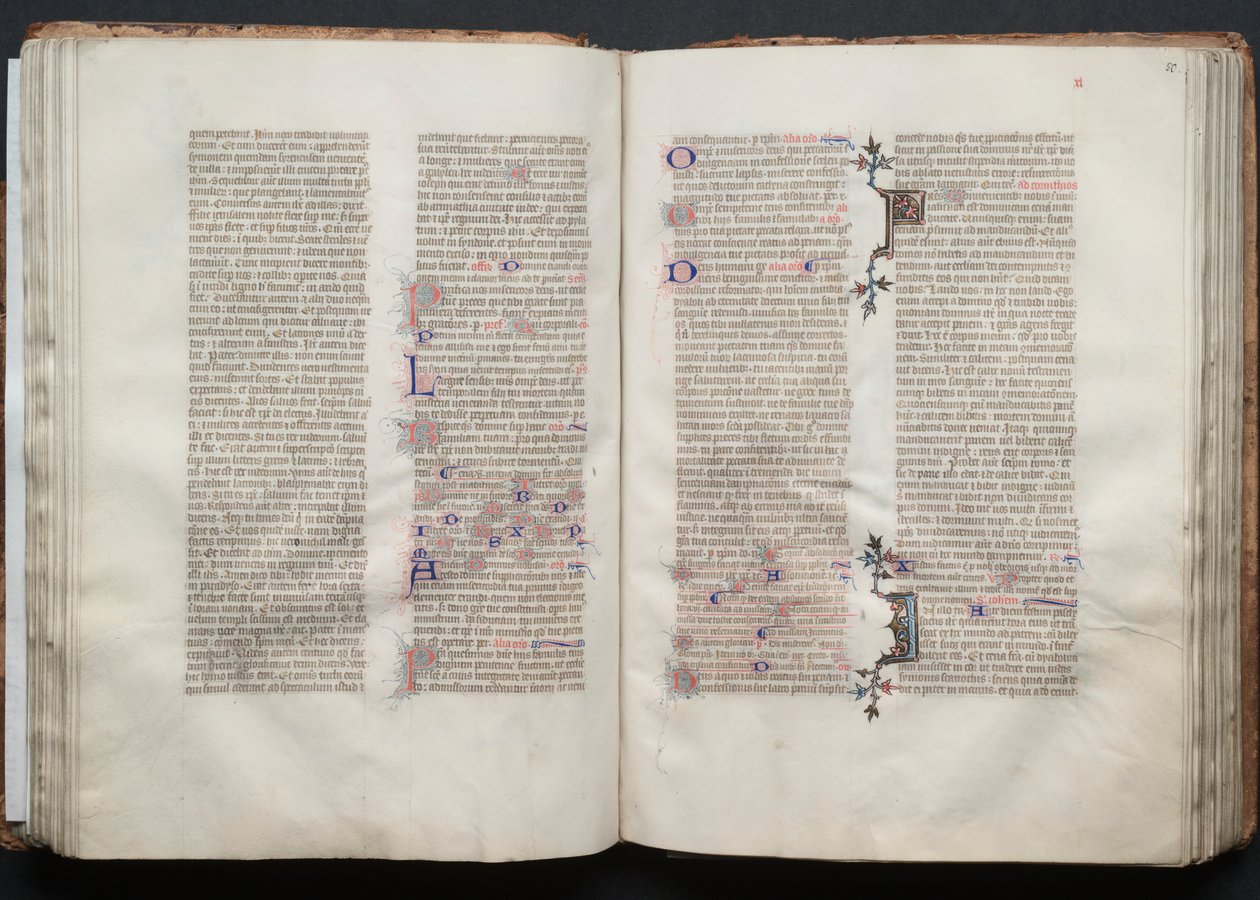 The Gotha Missal: Fol. 49v, text, c. 1375. av Master of the Boqueteaux