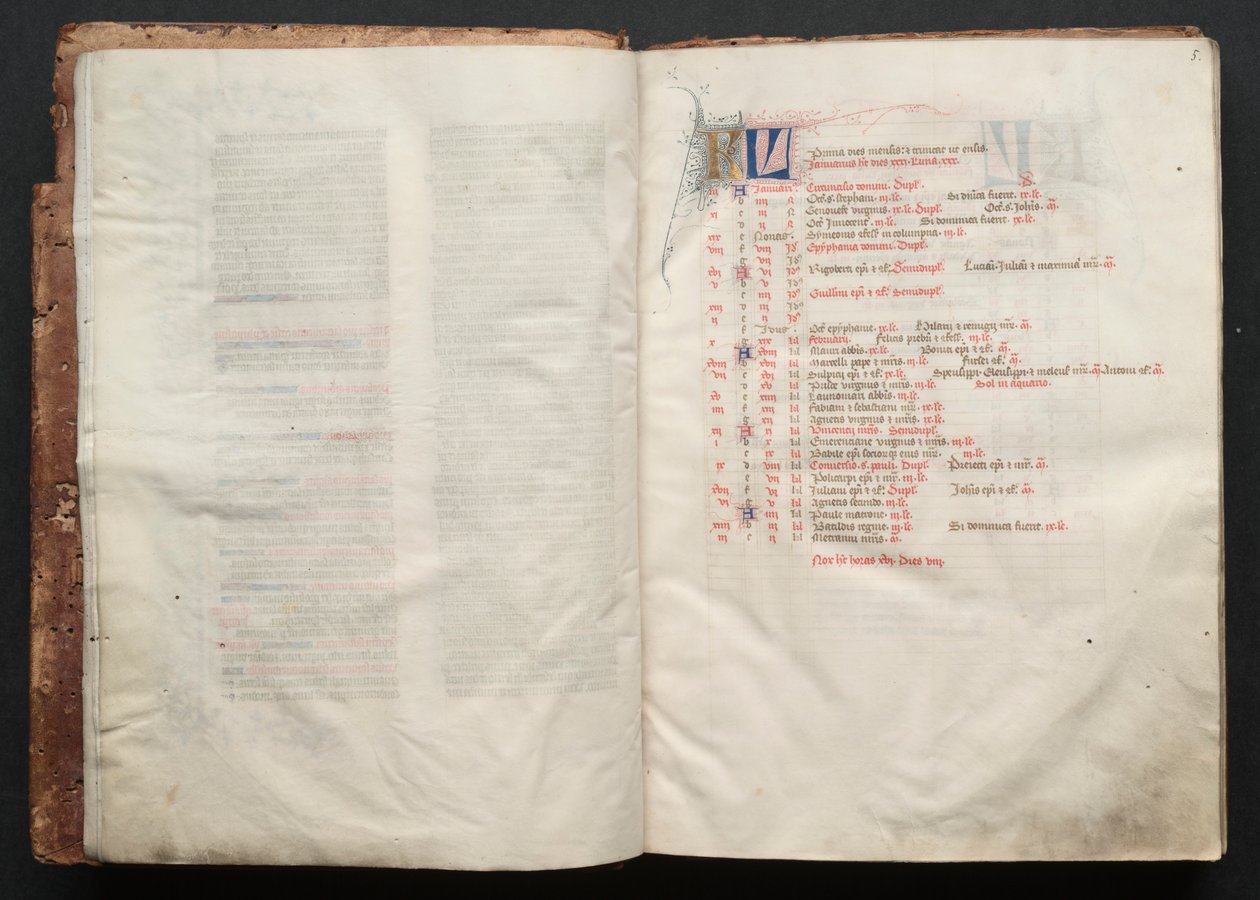 The Gotha Missal: Fol. 5r, Text , c. 1375. av Master of the Boqueteaux