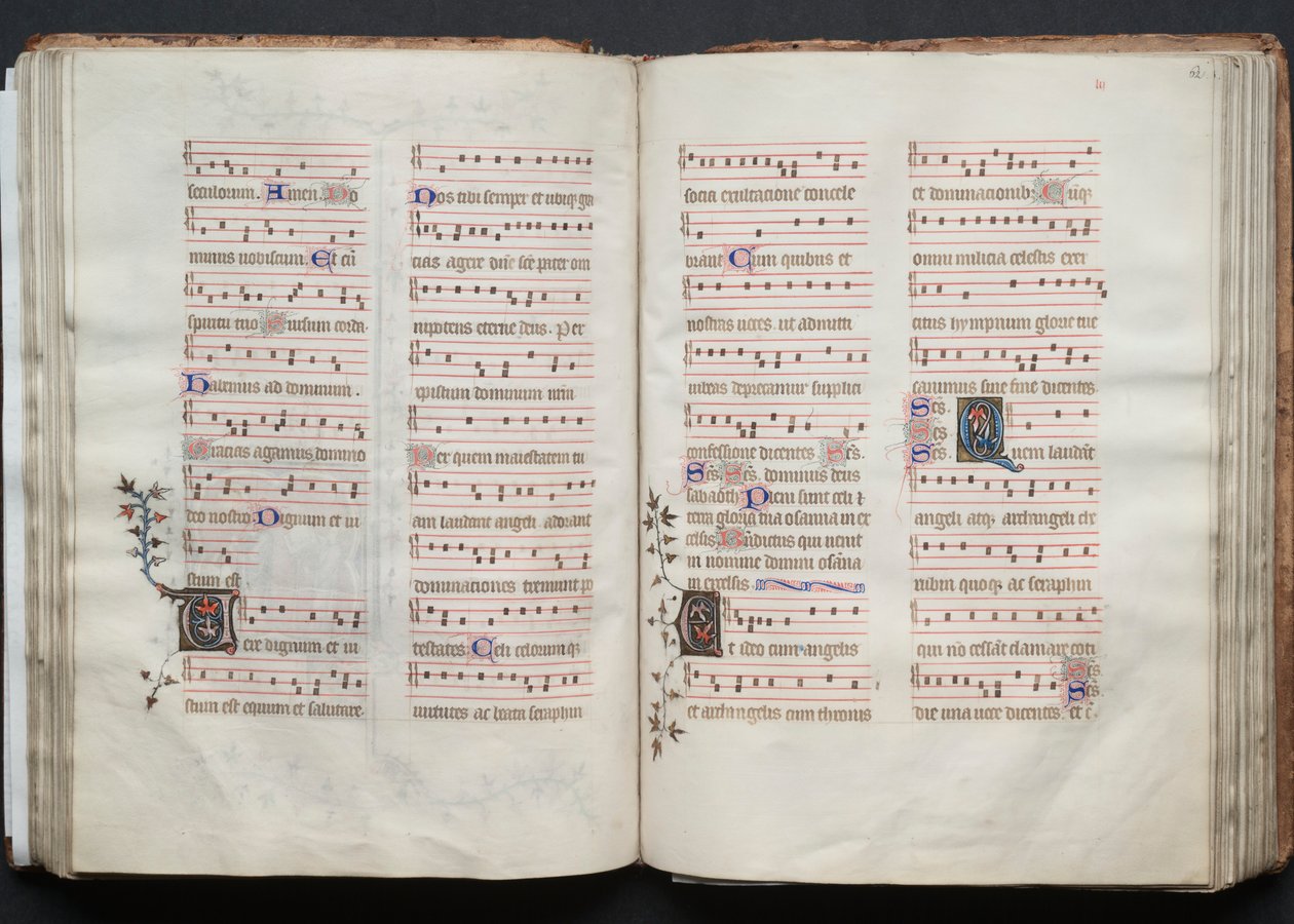 The Gotha Missal: Fol. 61v, text, c. 1375. av Master of the Boqueteaux