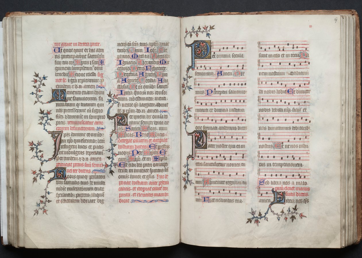 The Gotha Missal: Fol. 67r, Text, c. 1375. av Master of the Boqueteaux
