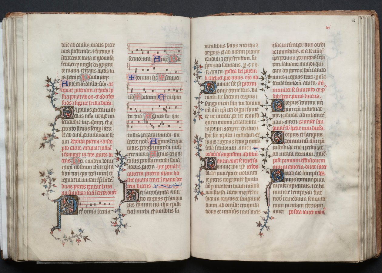The Gotha Missal: Fol. 67v, text, ca. 1375. av Master of the Boqueteaux