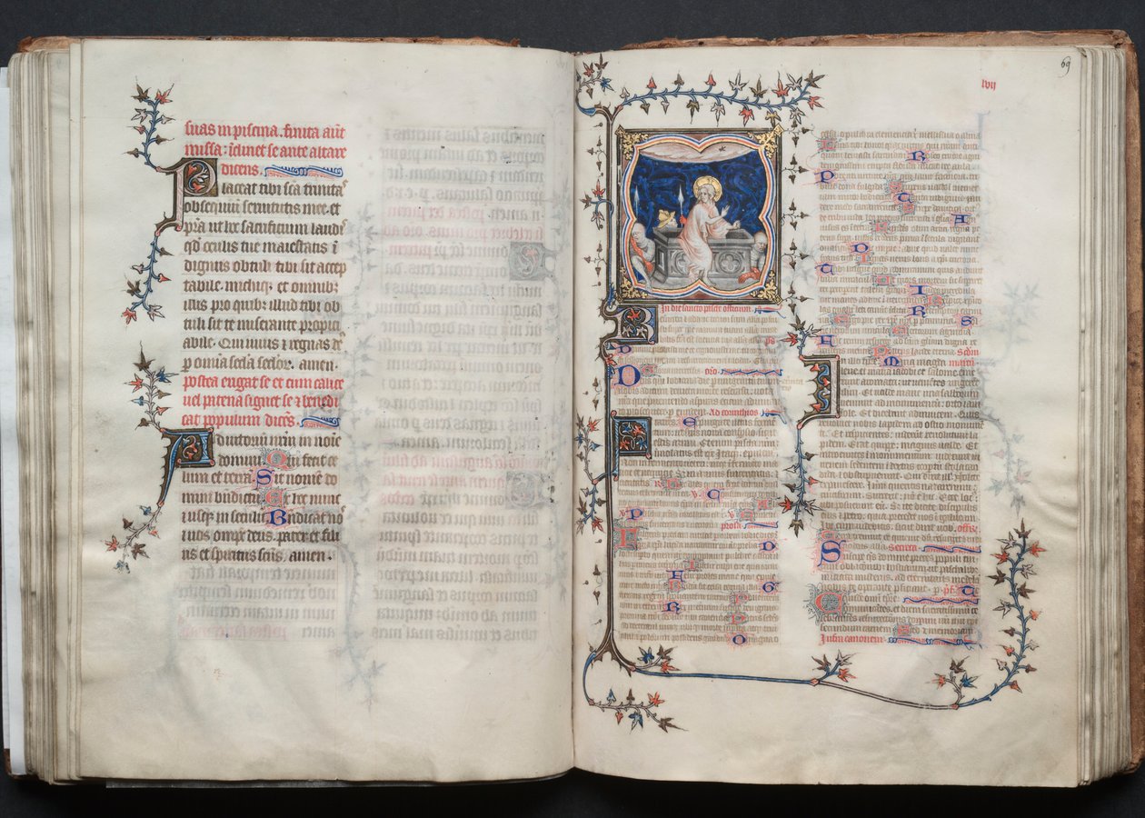 The Gotha Missal: Fol. 68v, text, ca. 1375. av Master of the Boqueteaux