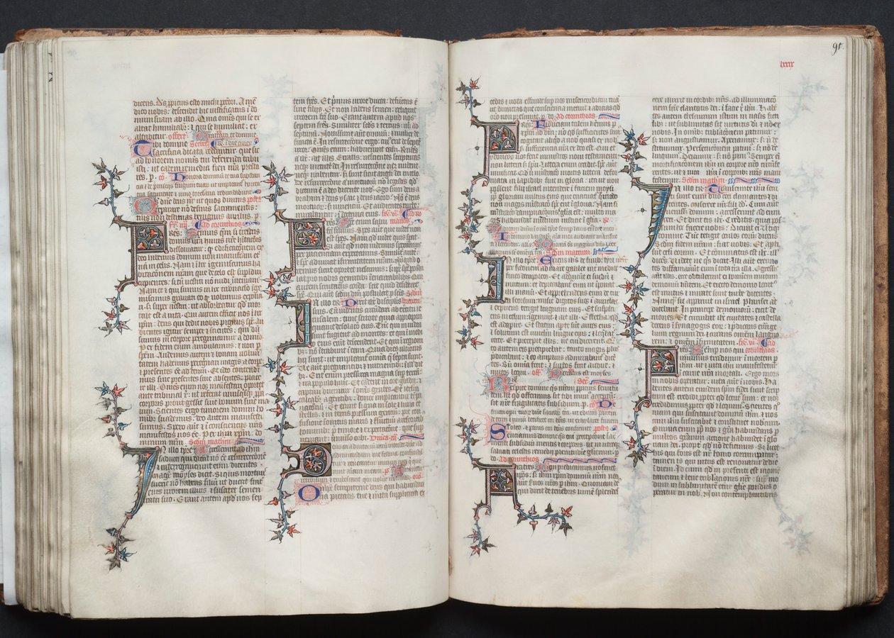 The Gotha Missal: Fol. 90v, text, ca. 1375. av Master of the Boqueteaux