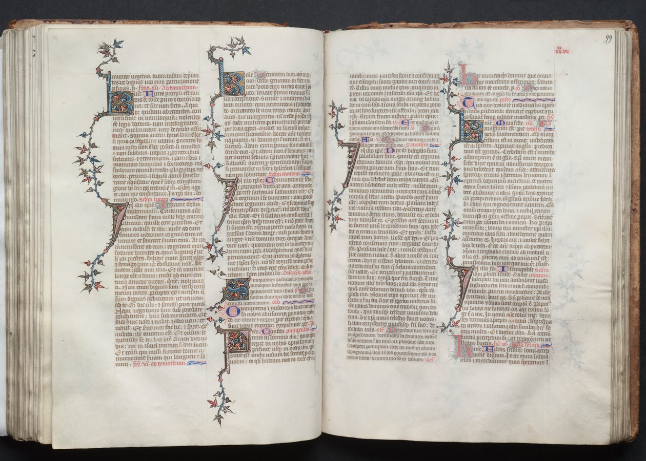 The Gotha Missal: Fol. 98v, text, c. 1375. av Master of the Boqueteaux