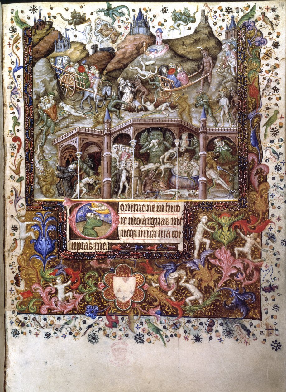 Lägg till. 29433, f.89 Scene in Hell, illustration från en 