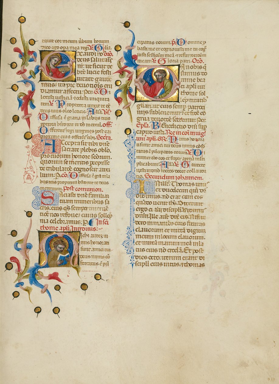 Initial E: Sankta Lucia; Initial M: Sankt Thomas; Initial D: Sankt Thomas Predikan av Master of the Brussels Initials