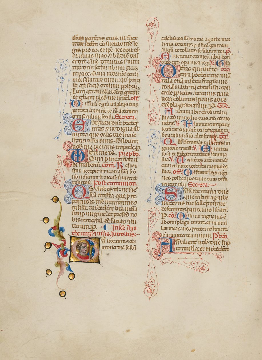 Initial G: Saint Agatha av Master of the Brussels Initials