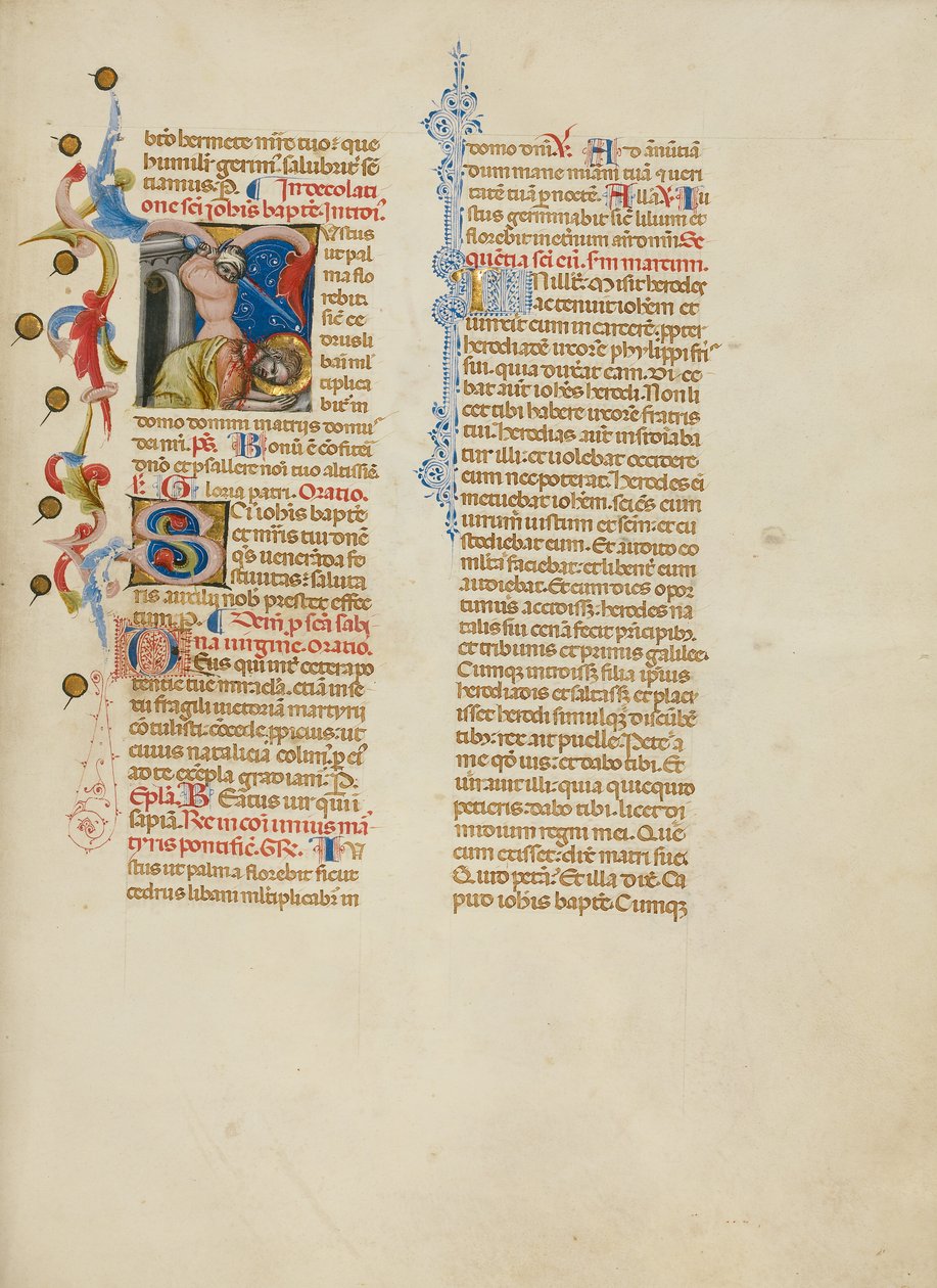 Initial J: Johannes Döparens halshuggning av Master of the Brussels Initials