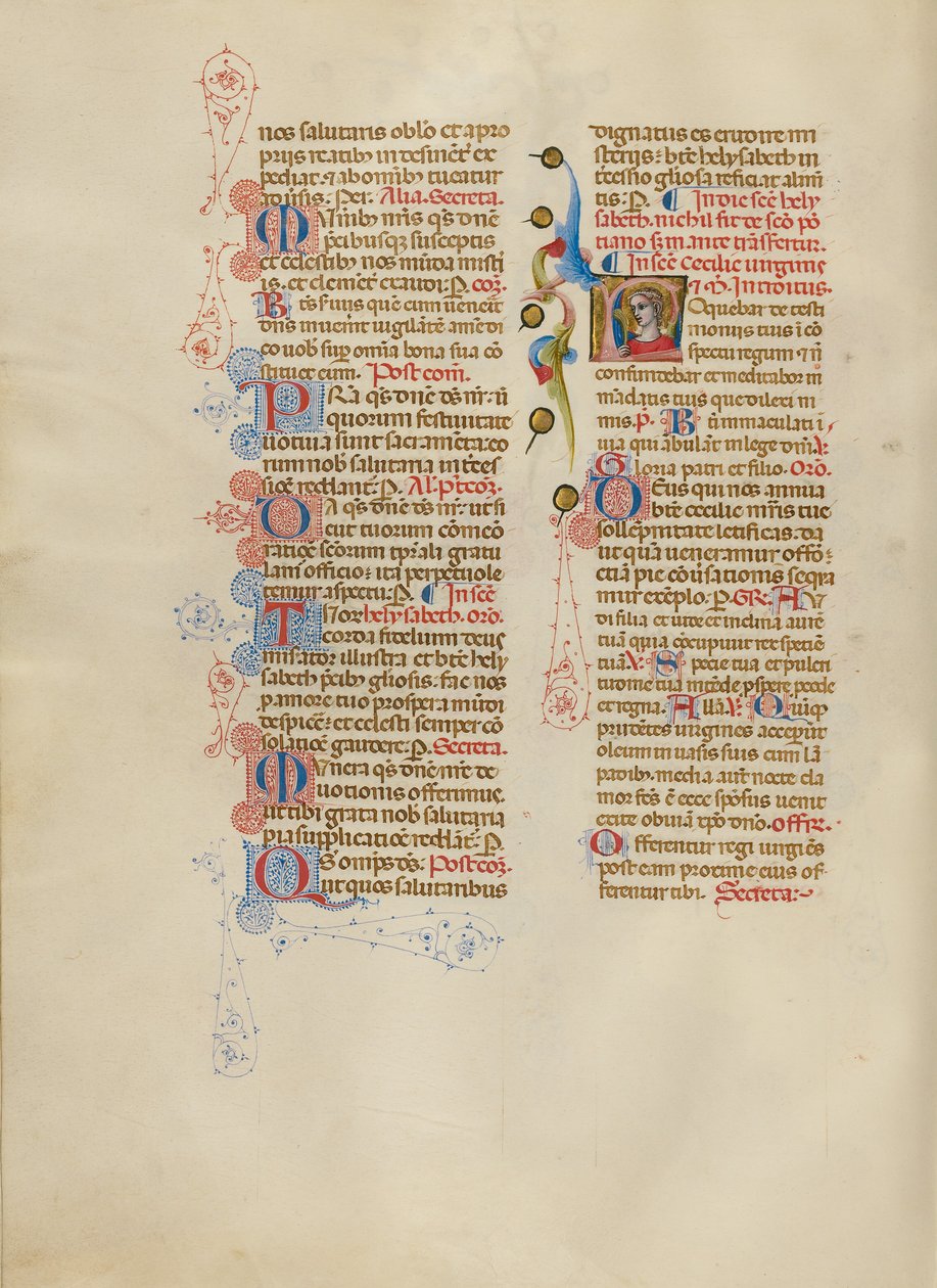 Initial L: Sankta Cecilia av Master of the Brussels Initials