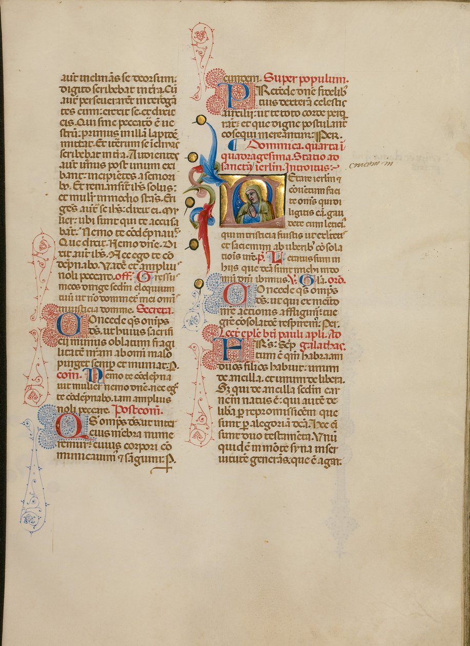Inledande text L: Jungfru Maria i bön av Master of the Brussels Initials