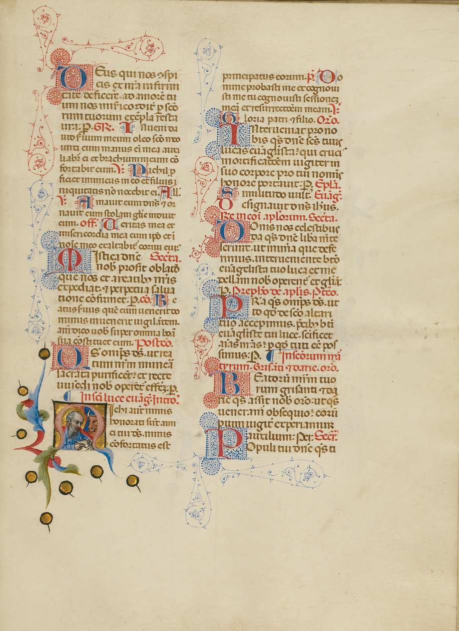 Initial M: Saint Luke av Master of the Brussels Initials