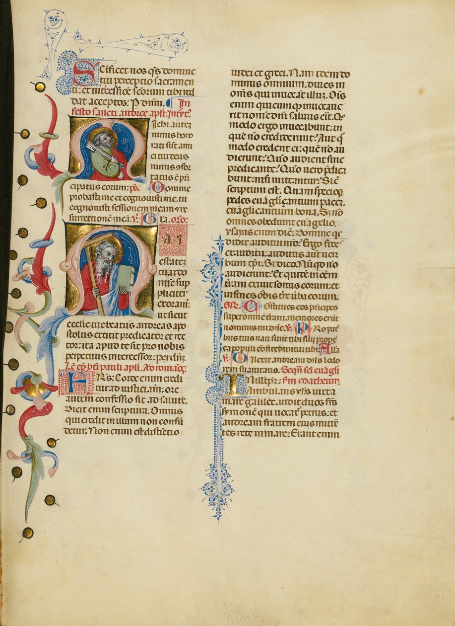 Initial M: Sankt Petrus; Initial M: Sankt Andreas av Master of the Brussels Initials