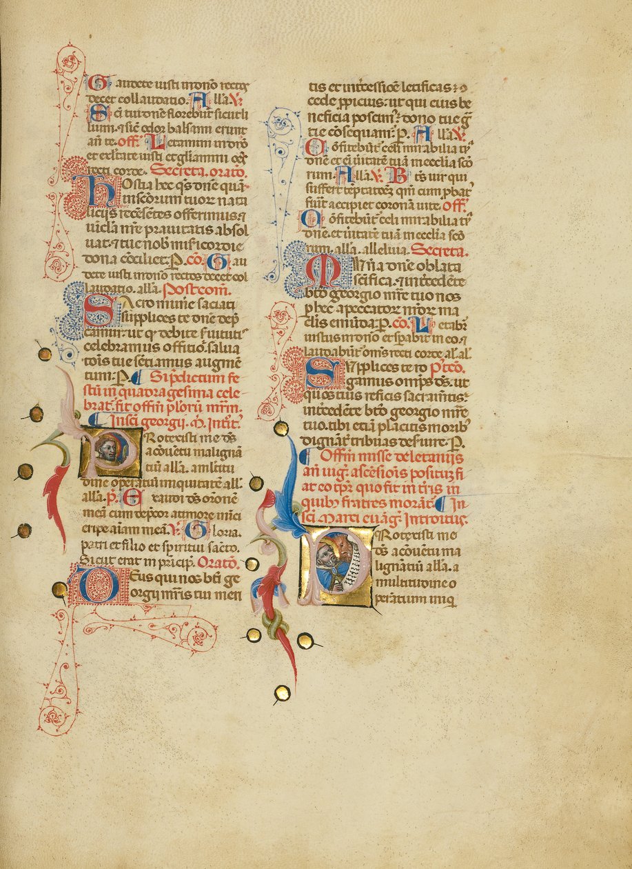 Initial P: Saint George; Initial P: Saint Mark av Master of the Brussels Initials
