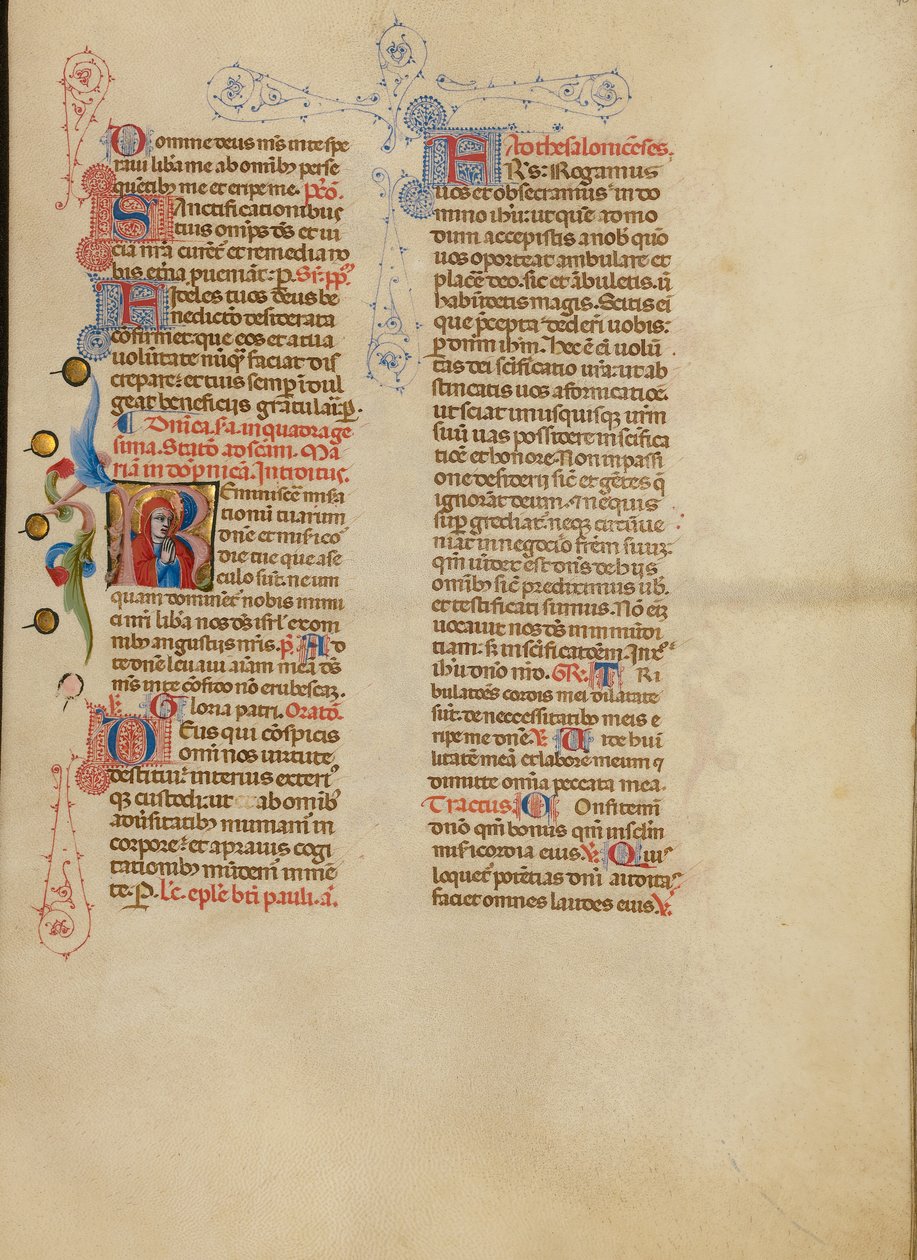 Initial R: Jungfru Maria i bön av Master of the Brussels Initials