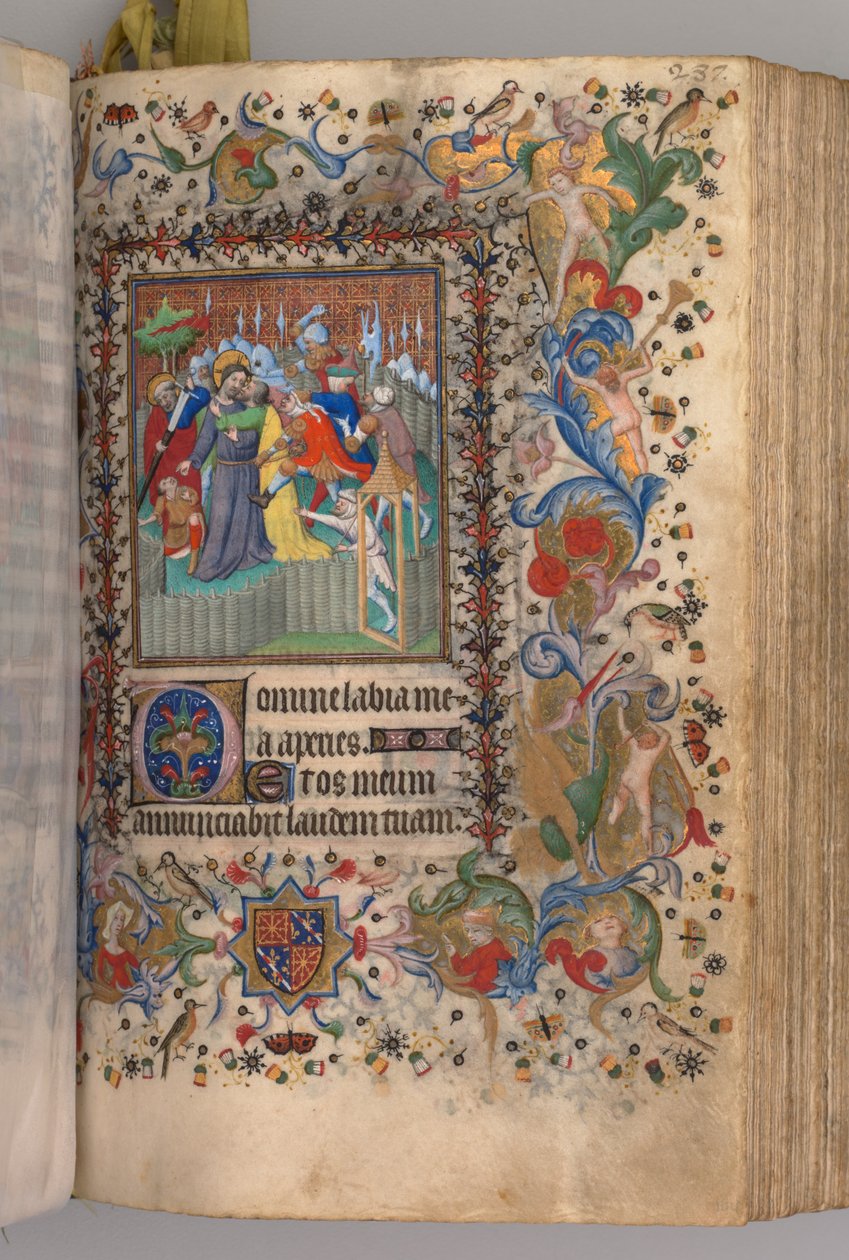 Timmar av Karl den ädle, kung av Navarra (1361-1425): fol. 144r, Kristi förräderi av Master of the Brussels Initials and Associates