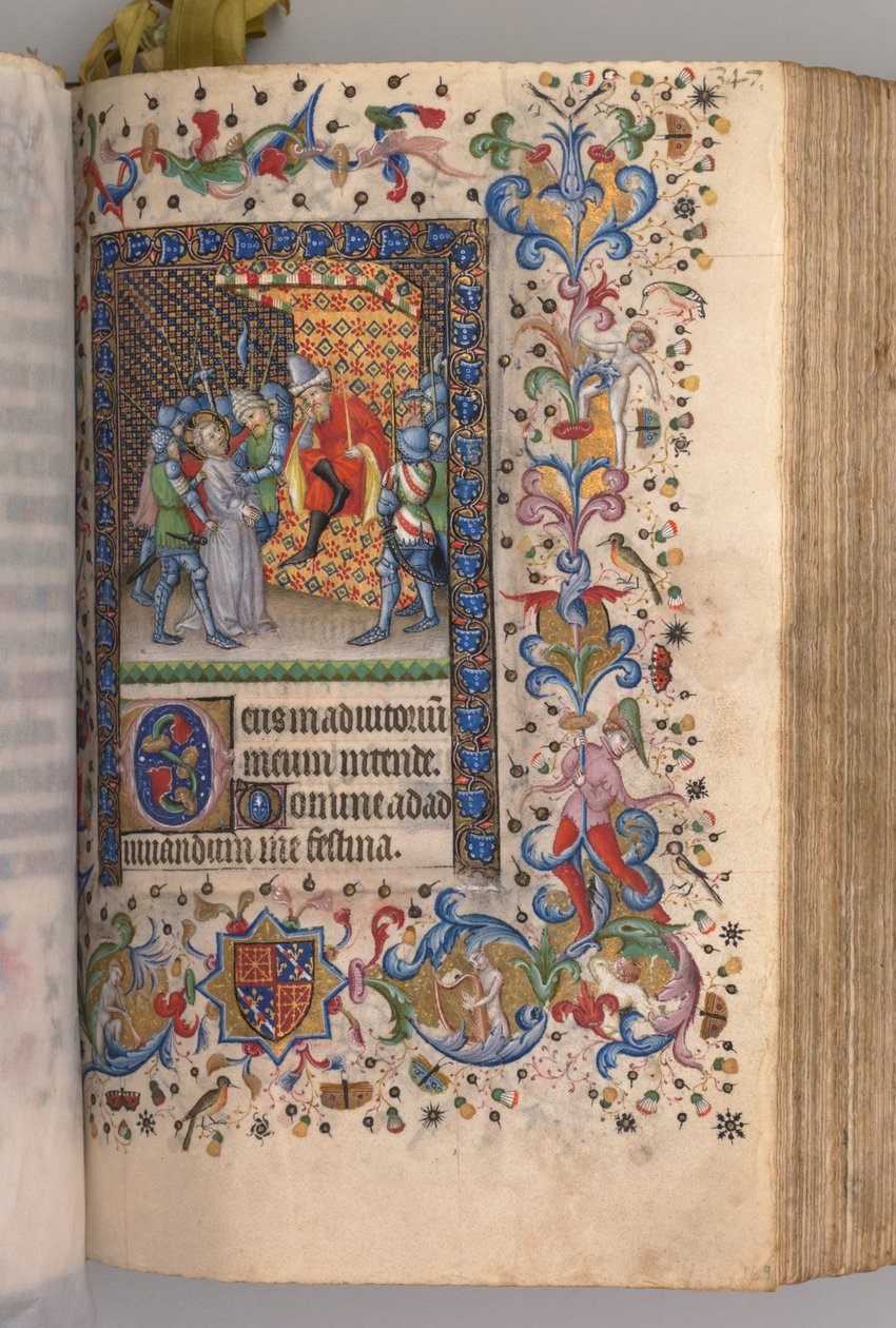 Timmar av Karl den ädle, kung av Navarra (1361-1425): fol. 169r, Kristus inför Pilatus av Master of the Brussels Initials and Associates