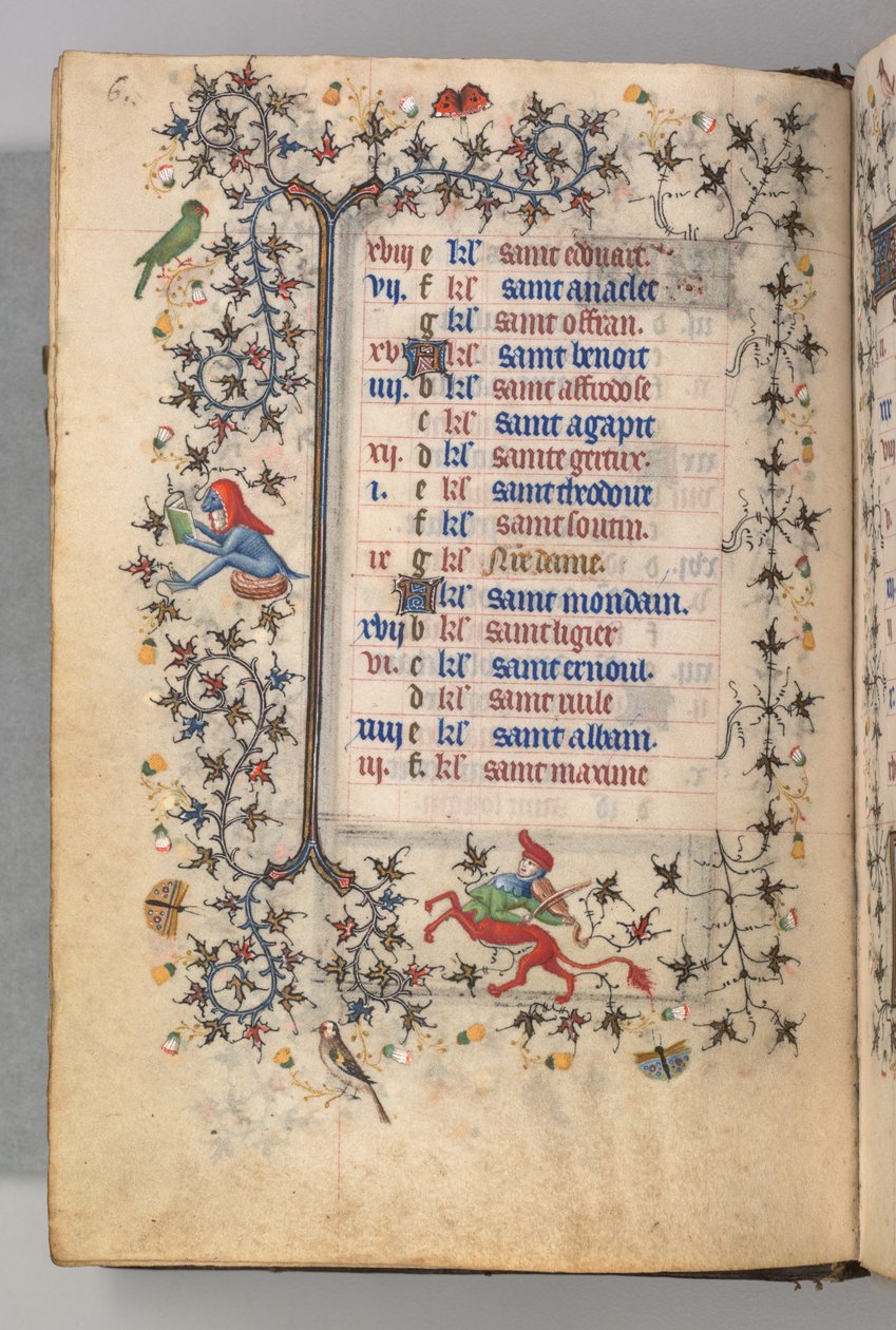 Timmar av Karl den ädle, kung av Navarra (1361-1425): fol. 3v, mars av Master of the Brussels Initials and Associates