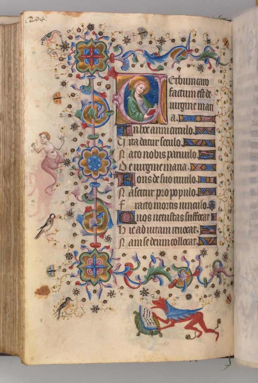 Timmar för Karl den ädle, kung av Navarra 1361-1425: fol. 102v, text, c. 1405. av Master of the Brussels Initials and Associates
