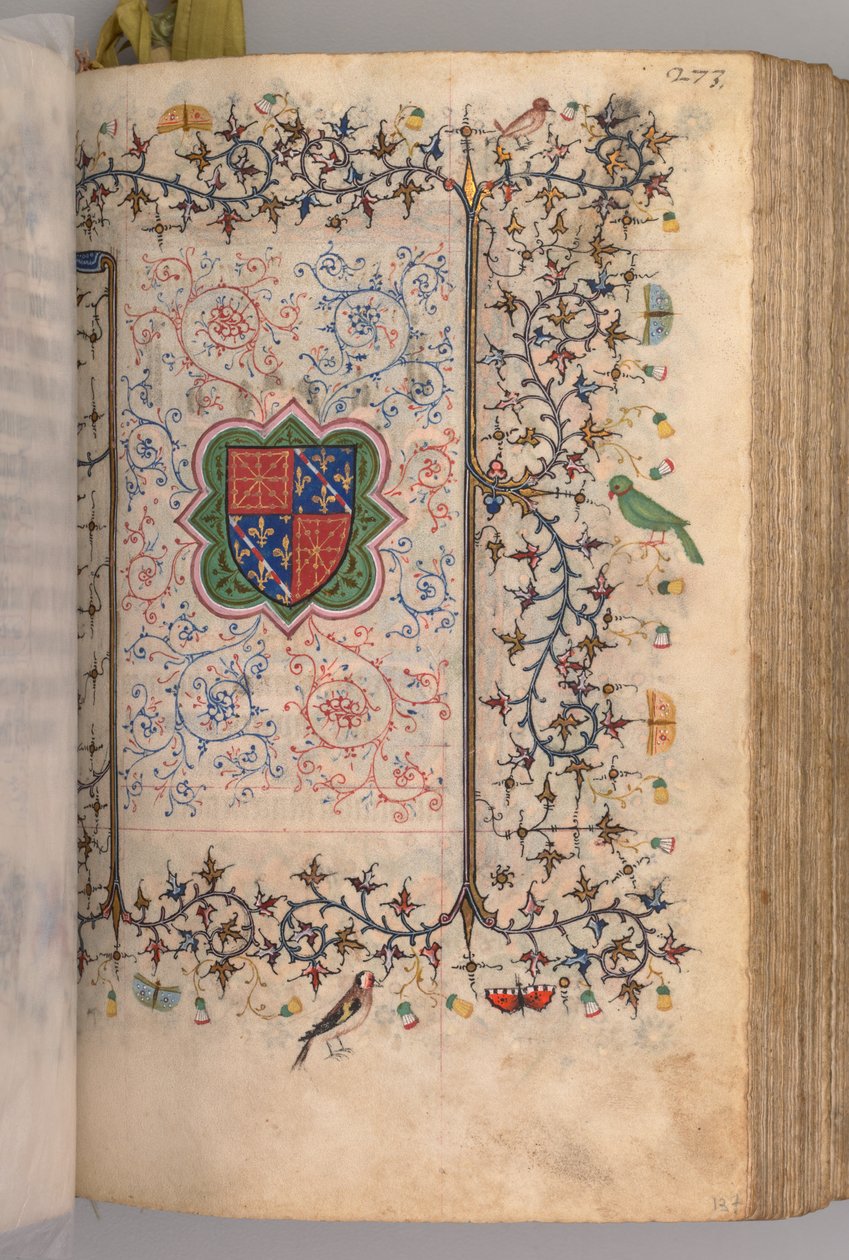 Timmar för Karl den ädle, kung av Navarra 1361-1425: fol. 137r, Vapensköld..., c. 1405. av Master of the Brussels Initials and Associates