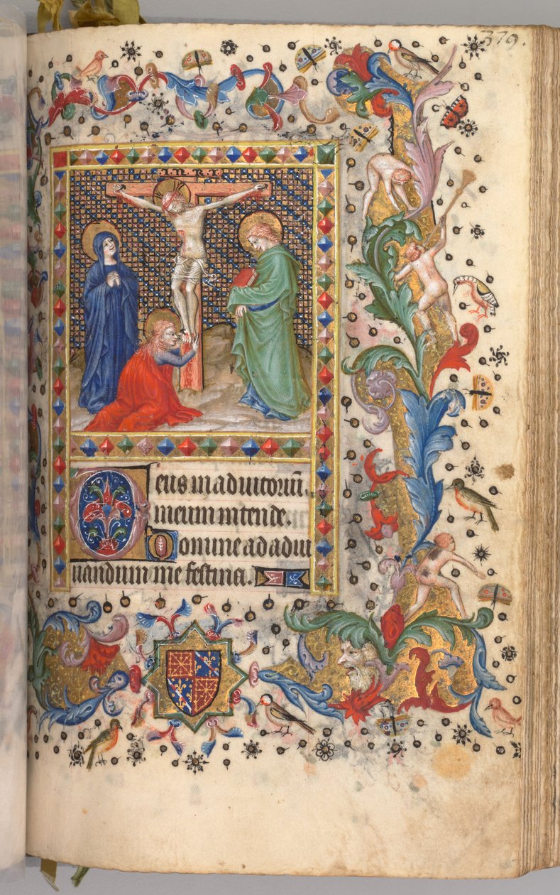 Timmar för Karl den ädle, kung av Navarra 1361-1425: fol. 185r, Korsfästelse, ca. 1405. av Master of the Brussels Initials and Associates