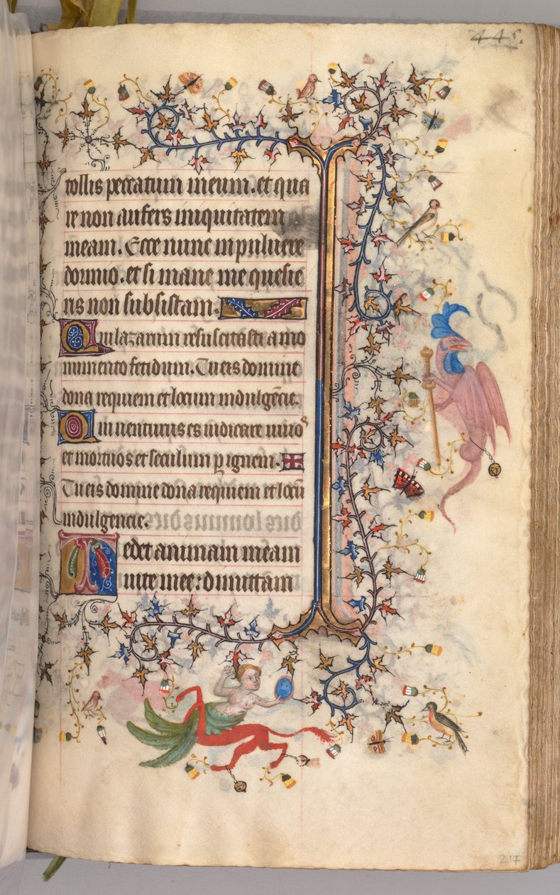 Timmar för Karl den ädle, kung av Navarra 1361-1425: fol. 217r, Text, ca. 1405. av Master of the Brussels Initials and Associates