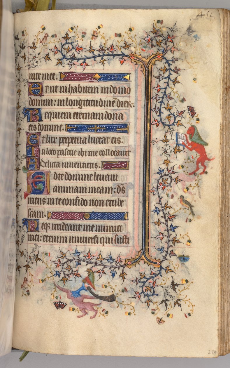 Timmar för Karl den ädle, kung av Navarra 1361-1425: fol. 220r, text, ca. 1405. av Master of the Brussels Initials and Associates