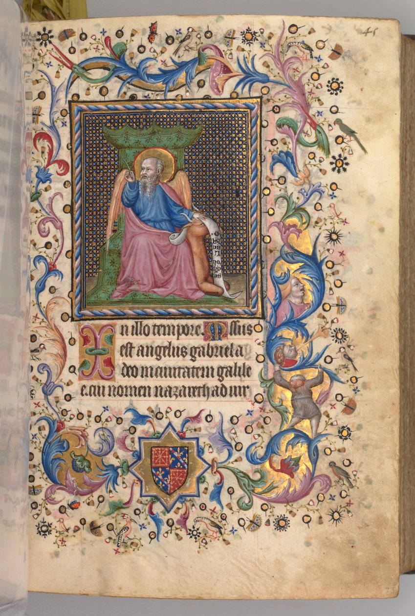 Timmar för Karl den ädle, kung av Navarra 1361-1425: fol. 23r, St Luke, ca. 1405. av Master of the Brussels Initials and Associates