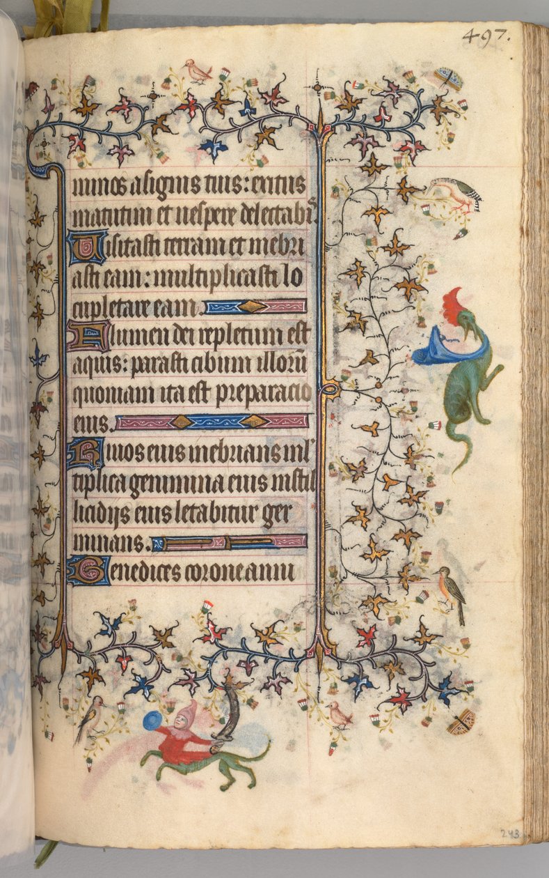Timmar för Karl den ädle, kung av Navarra 1361-1425: fol. 243r, Text, ca. 1405. av Master of the Brussels Initials and Associates