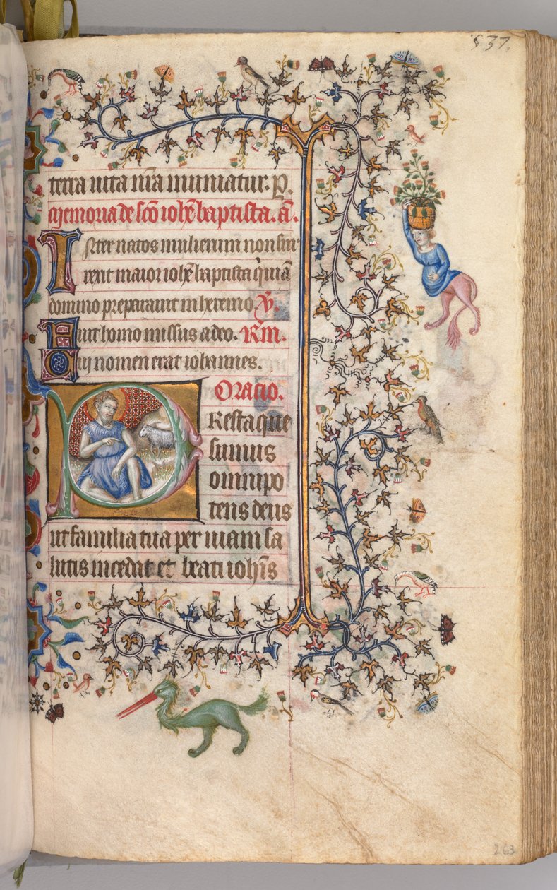 Timmar för Karl den ädle, kung av Navarra 1361-1425: fol. 260v, Johannes Döparen, ca. 1405. av Master of the Brussels Initials and Associates