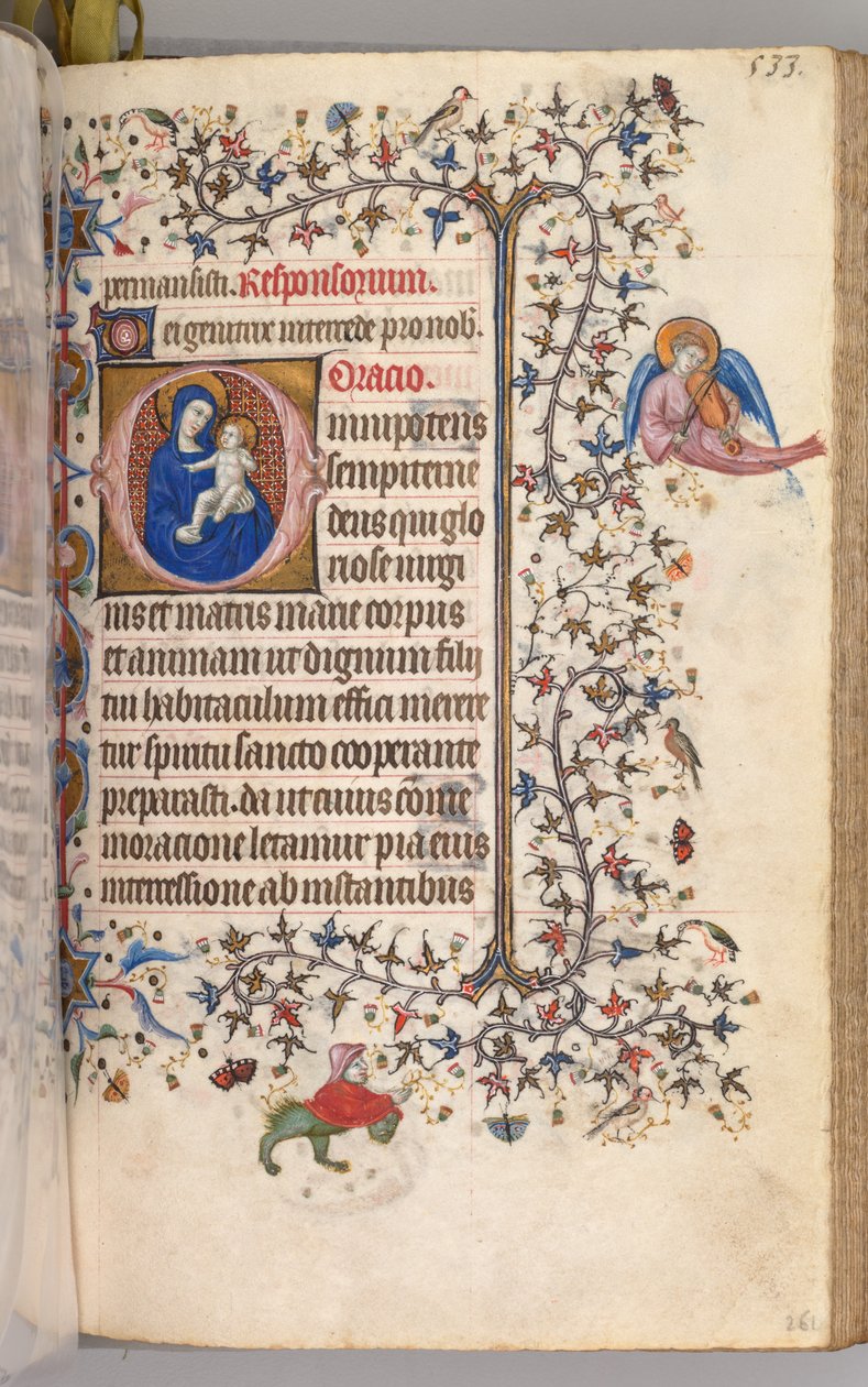 Timmar för Karl den ädle, kung av Navarra 1361-1425: fol. 261r, Jungfru och Barn, ca. 1405. av Master of the Brussels Initials and Associates