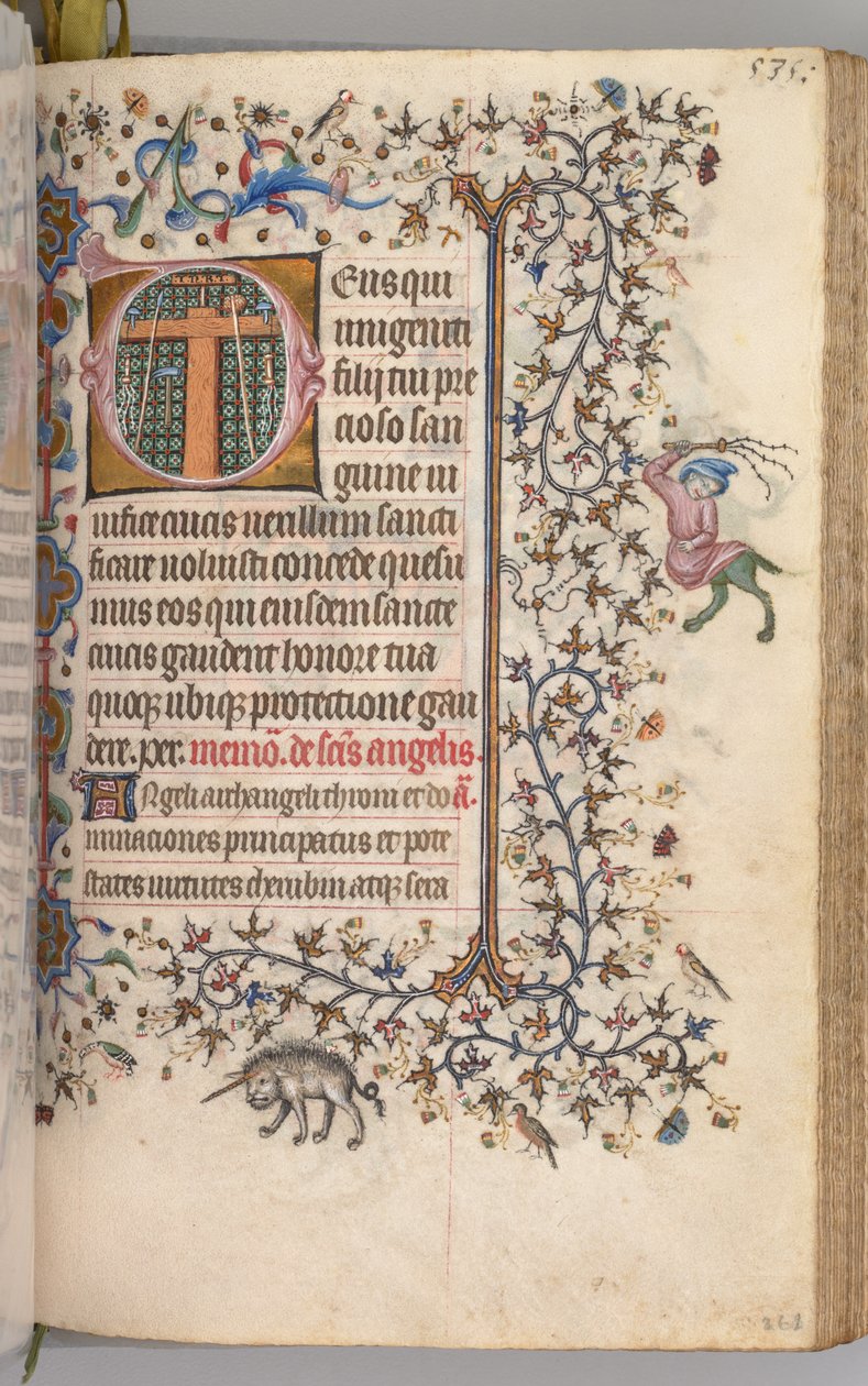 Timmar för Karl den ädle, kung av Navarra 1361-1425: fol. 262r, Passionsinstrument, ca. 1 av Master of the Brussels Initials and Associates