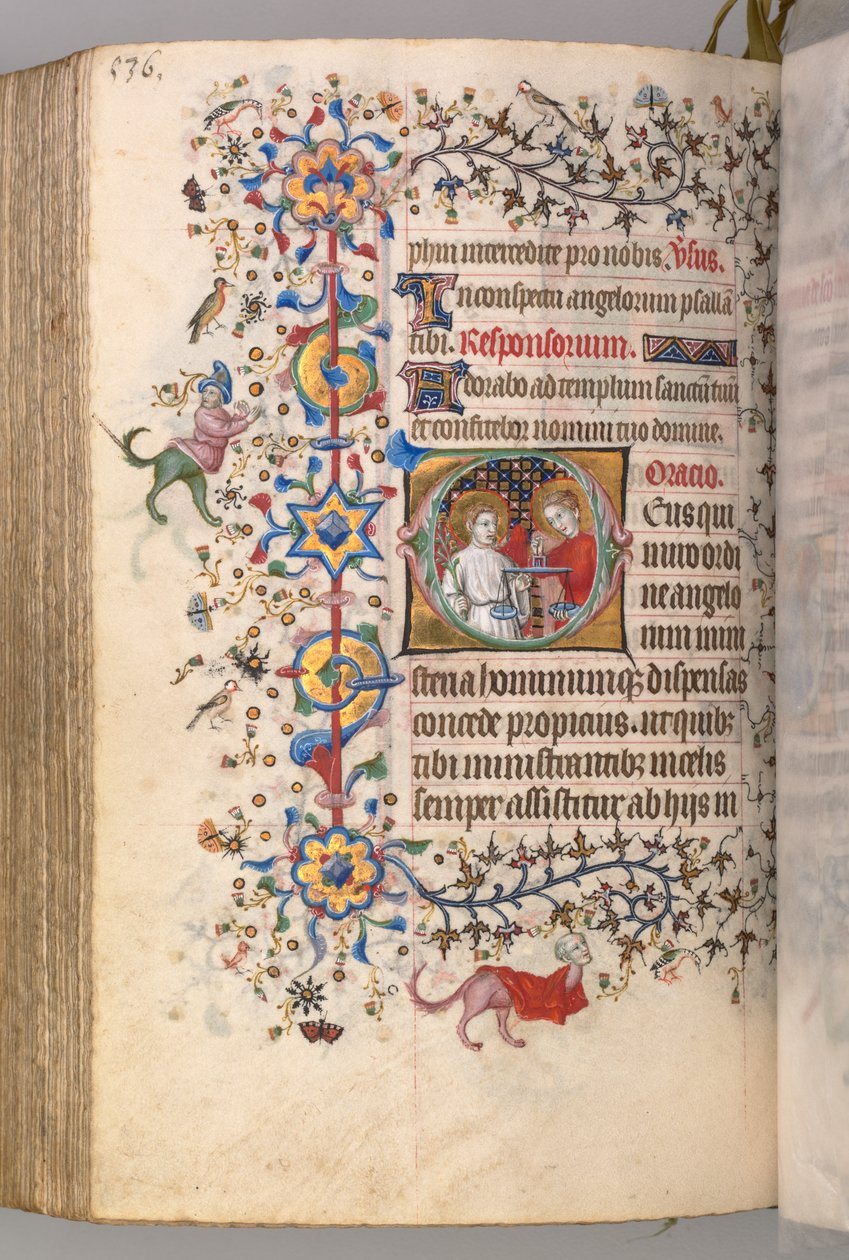 Timmar för Karl den ädle, kung av Navarra 1361-1425: fol. 262v, text, ca. 1405. av Master of the Brussels Initials and Associates