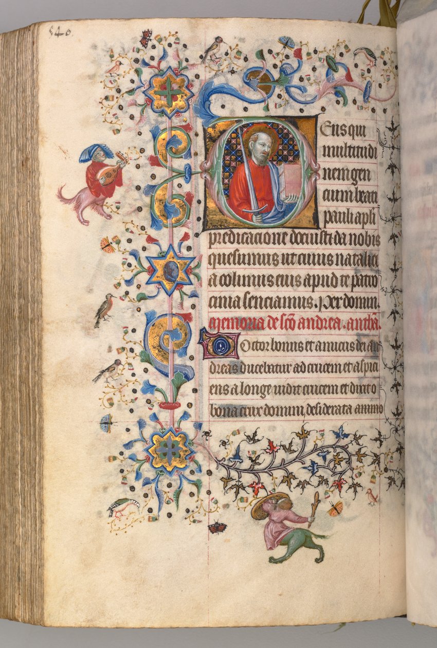 Timmar för Karl den ädle, kung av Navarra 1361-1425: fol. 264v, St. Paul, ca. 1405. av Master of the Brussels Initials and Associates