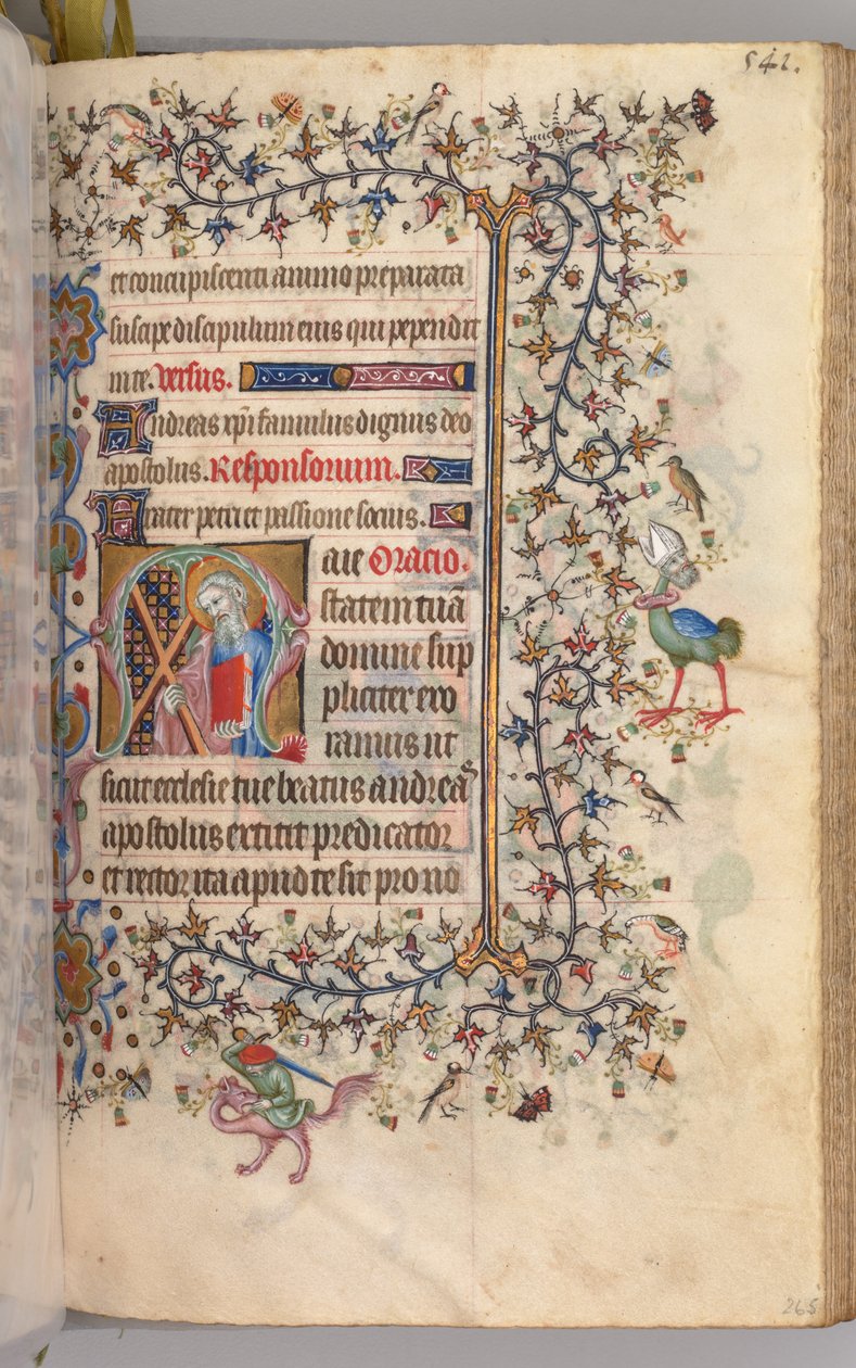 Timmar för Karl den ädle, kung av Navarra 1361-1425: fol. 265r, St Andrew, ca. 1405. av Master of the Brussels Initials and Associates