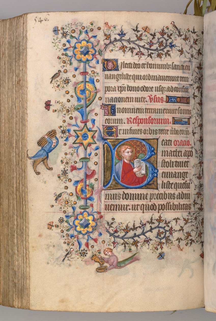 Timmar för Karl den ädle, kung av Navarra 1361-1425: fol. 267v, text, ca. 1405. av Master of the Brussels Initials and Associates