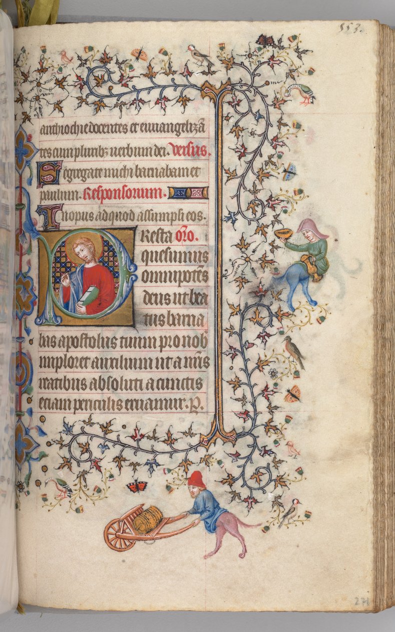 Timmar för Karl den ädle, kung av Navarra 1361-1425, , fol. 271r, St. Barnabus, ca. 1405. av Master of the Brussels Initials and Associates