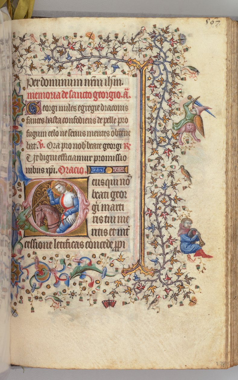 Timmar för Karl den ädle, kung av Navarra 1361-1425, fol. 278r, St. George, ca. 1405. av Master of the Brussels Initials and Associates
