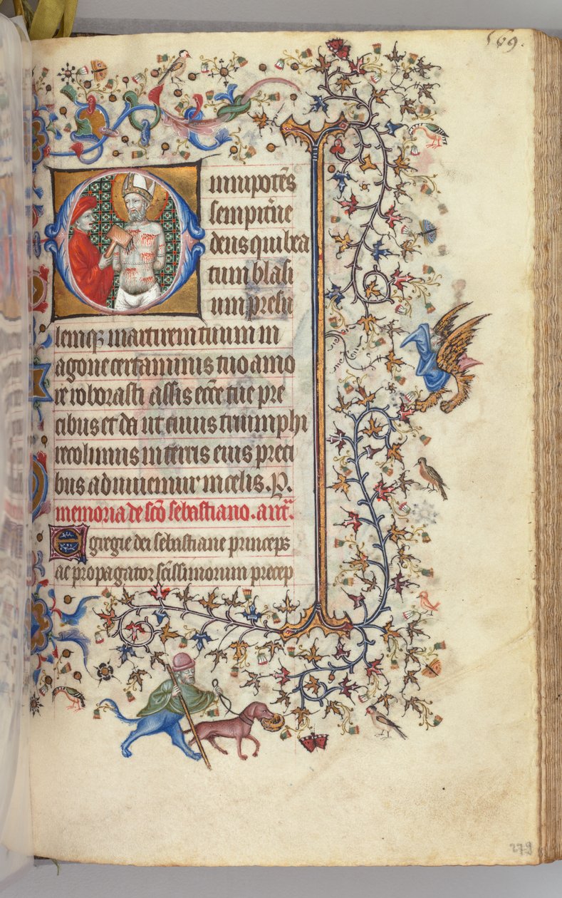 Timmar för Karl den ädle, kung av Navarra 1361-1425, fol. 279r, St Bassins, ca. 1405. av Master of the Brussels Initials and Associates