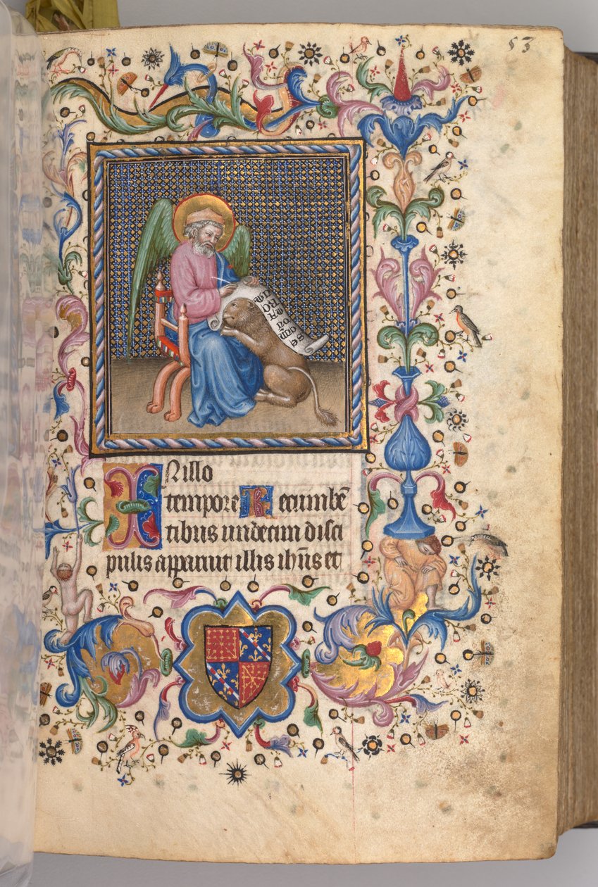 Timmar för Karl den ädle, kung av Navarra 1361-1425: fol. 27r, Markus, ca. 1405. av Master of the Brussels Initials and Associates