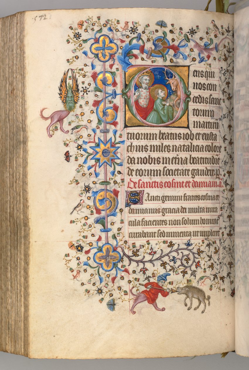Timmar för Karl den ädle, kung av Navarra 1361-1425, fol. 280v, SS. Job och Eustace, ca. 1405. av Master of the Brussels Initials and Associates