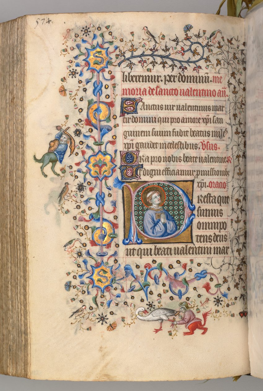 Timmar för Karl den ädle, kung av Navarra 1361-1425, fol. 281v, St Valentine, ca. 1405. av Master of the Brussels Initials and Associates