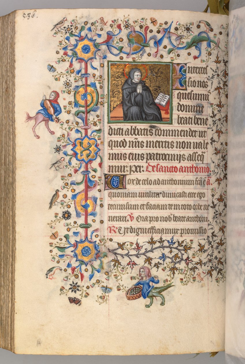 Timmar för Karl den ädle, kung av Navarra 1361-1425, fol. 287vr, St. Benoit, ca. 1405. av Master of the Brussels Initials and Associates
