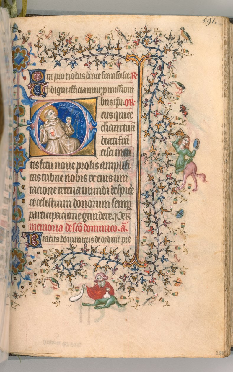 Timmar för Karl den ädle, kung av Navarra 1361-1425, fol. 290r, St Francis, ca. 1405. av Master of the Brussels Initials and Associates