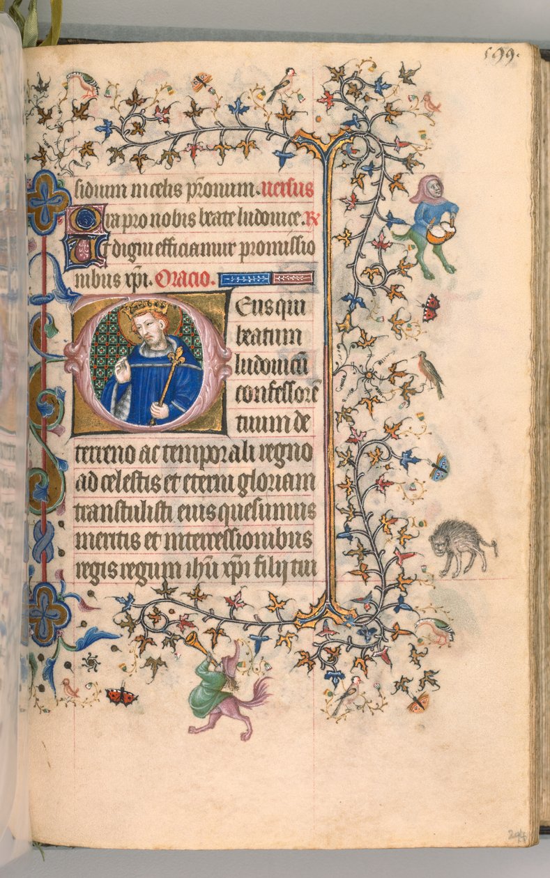 Timmar för Karl den ädle, kung av Navarra 1361-1425, fol. 291v, St. Louis, ca. 1405. av Master of the Brussels Initials and Associates