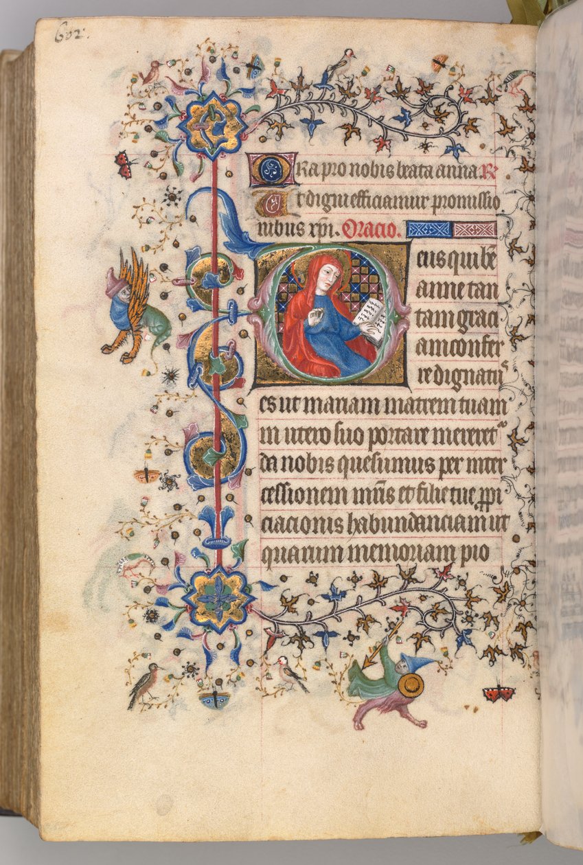 Timmar för Karl den ädle, kung av Navarra 1361-1425, fol. 295v, St. Anne, ca. 1405. av Master of the Brussels Initials and Associates