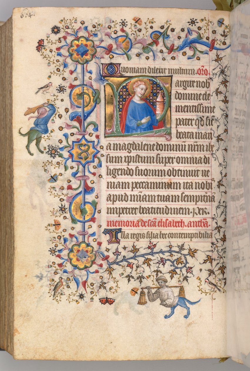 Timmar för Karl den ädle, kung av Navarra 1361-1425, fol. 296v, S:ta Maria Magdalena, ca. 1405. av Master of the Brussels Initials and Associates