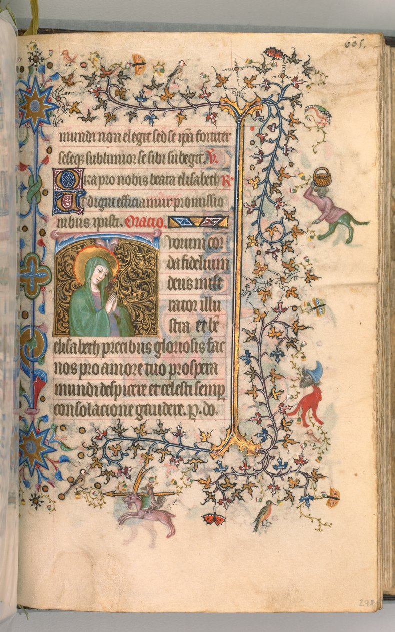 Timmar för Karl den ädle, kung av Navarra 1361-1425, fol. 297r, St. Elizabeth, ca. 1405. av Master of the Brussels Initials and Associates