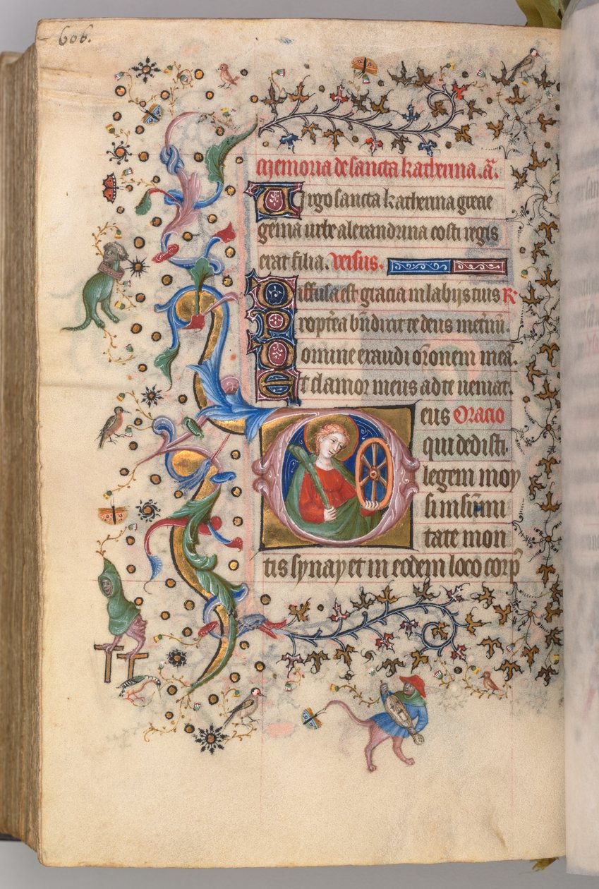 Timmar för Karl den ädle, kung av Navarra 1361-1425, fol. 297v, St. Catherine, ca. 1405. av Master of the Brussels Initials and Associates