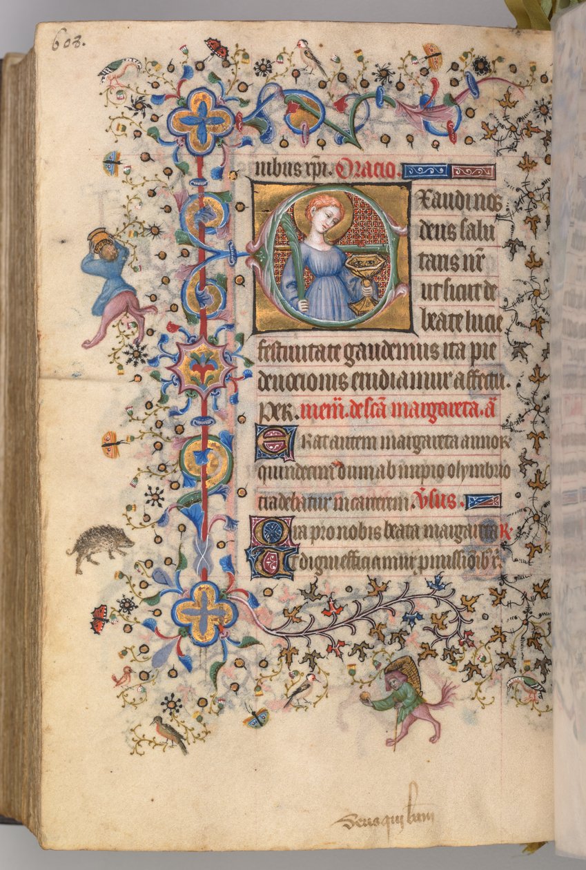 Timmar för Karl den ädle, kung av Navarra 1361-1425, fol. 298v, St. Lucy, ca. 1405. av Master of the Brussels Initials and Associates