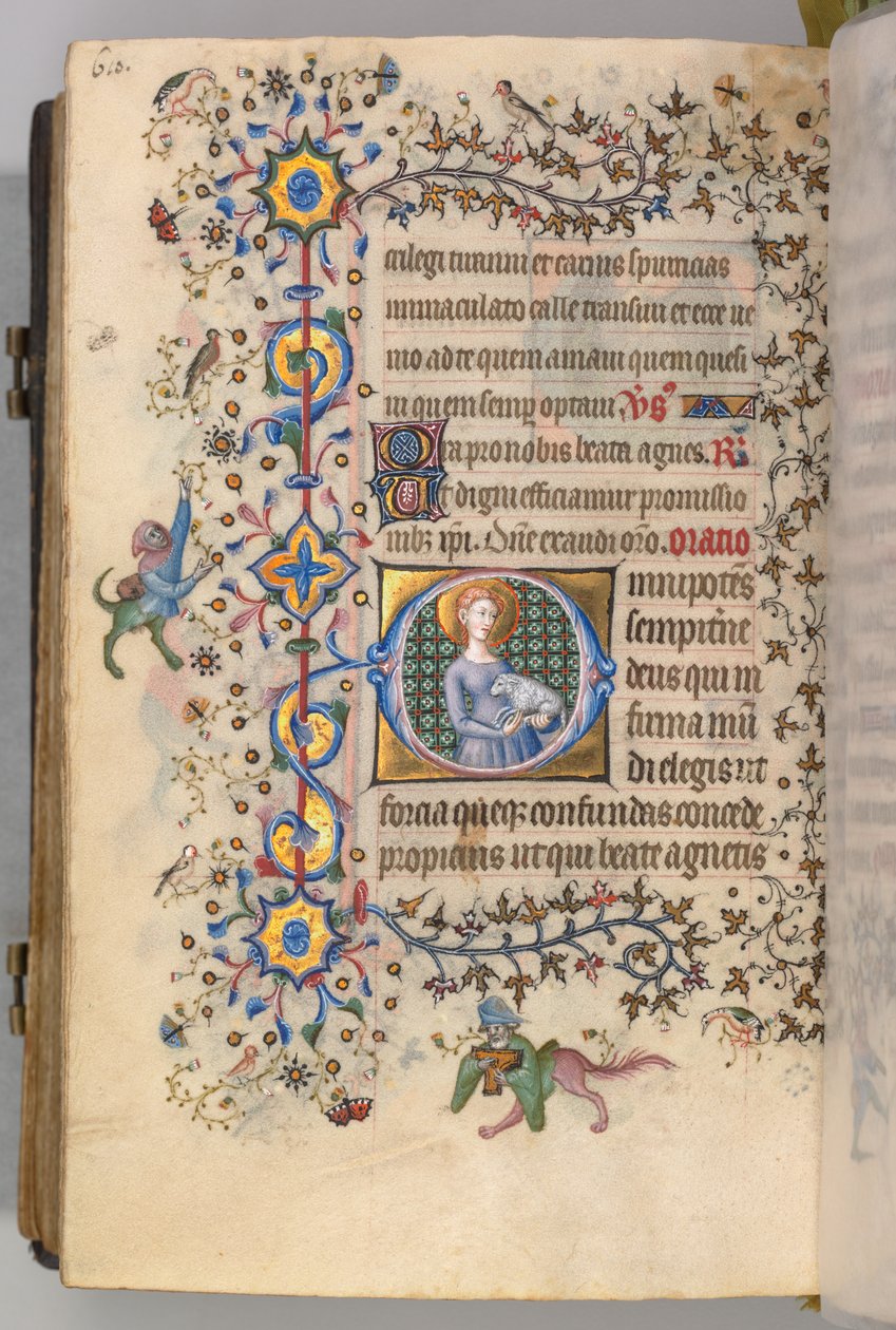 Timmar för Karl den ädle, kung av Navarra 1361-1425, fol. 299v, St. Agnes, ca. 1405. av Master of the Brussels Initials and Associates